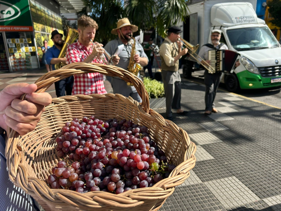 Bento em Vindima: cortejo musical e distribuição de uva ocorre na Via del Vino 